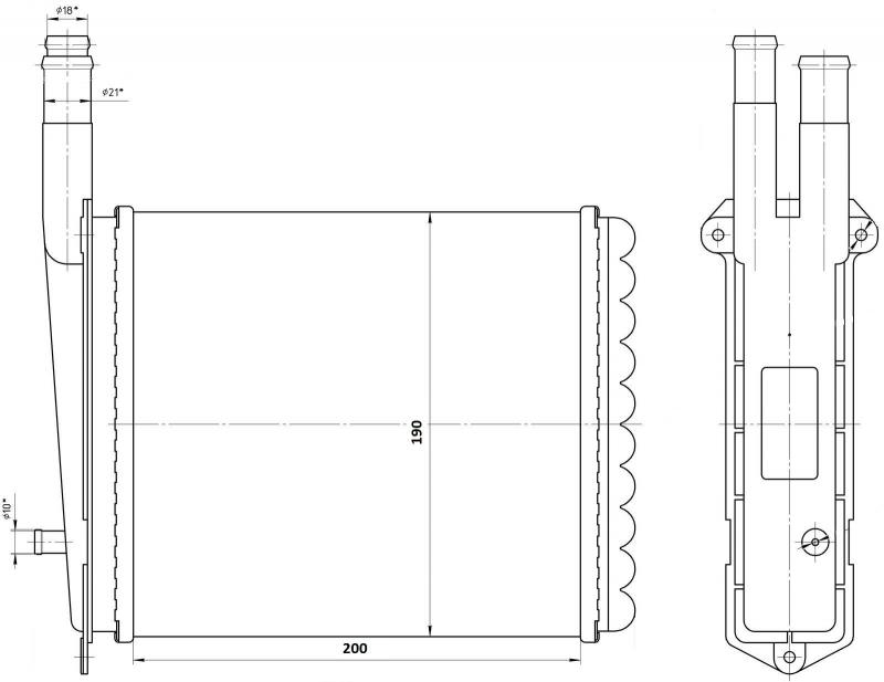 Размеры радиатора печки ваз 2110 нового образца